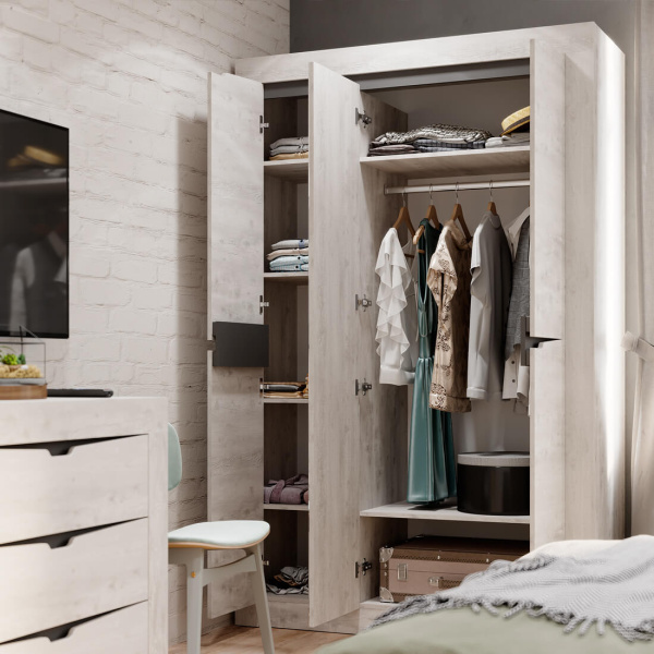 Шкаф 3-х створчатый "Леонардо" ШК-35 (Бетон пайн светлый/графит)