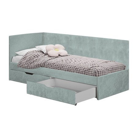 Кровать односпальная "Лео" КР-49 (Белый/Шарли бриз/ЛДСП настил)