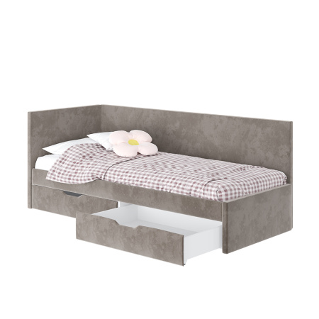 Кровать односпальная "Лео" КР-49 (Белый/Муссон/ЛДСП настил)