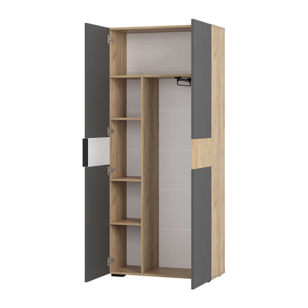 Шкаф 2-х створчатый "Сандра" ШК-04 (Крафт/Графит/Тортуга (M27))