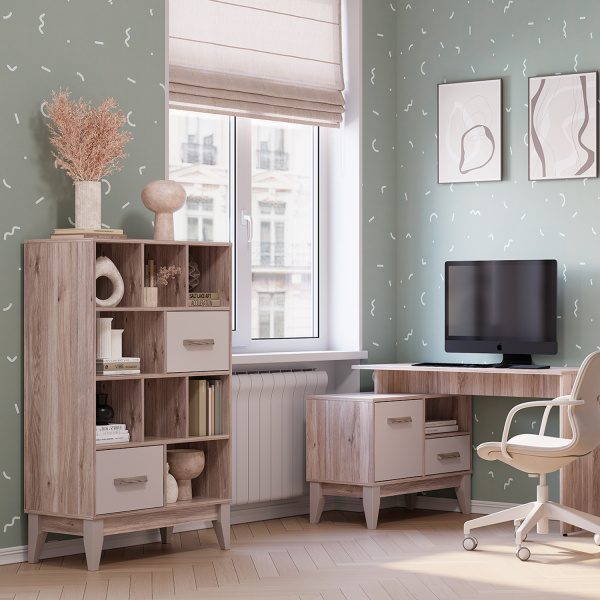 Стеллаж "Скандика" С-04 (дуб смоки/кашемир)