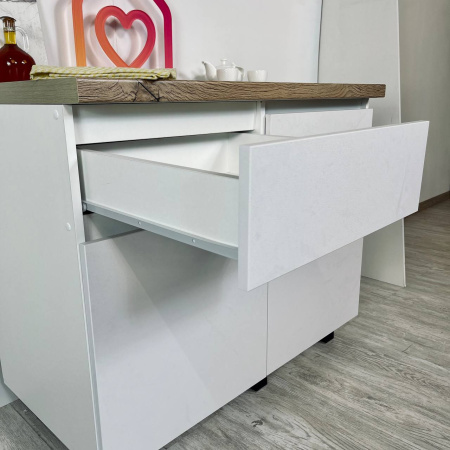 Кухня "Тренд" 1,0 м (МБ) (МДФ) (Белый/белый алебастр золото (М12)/Дуб кера)