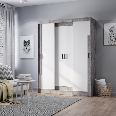 Шкаф-купе "Смарт" ШКК-06 (Цемент светлый/белый)