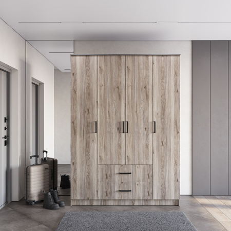 "Титан" шкаф 4-х створчатый (дуб смоки)