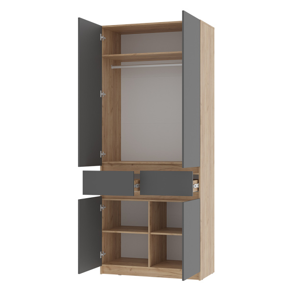 Шкаф 2-х створчатый "Багира" ШК-03 (Крафт/Графит)