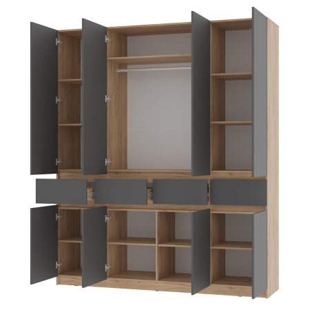 Шкаф 4-х створчатый "Багира" ШК-13 (Крафт/Графит)