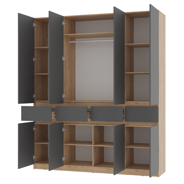 Шкаф 4-х створчатый "Багира" ШК-13 (Крафт/Графит)