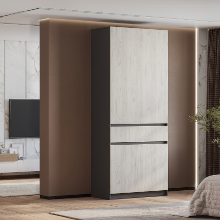 Шкаф 2-х створчатый "Багира" ШК-03 (Графит/Крафт белый)