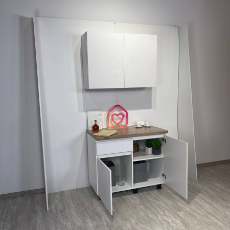 Кухня "Тренд" 1,0 м (МБ) (МДФ) (Белый/белый алебастр золото (М12)/Дуб кера)