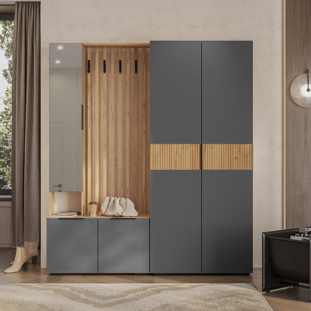 Шкаф 2-х створчатый "Сандра" ШК-04 (Крафт/Графит/Тортуга (M27))