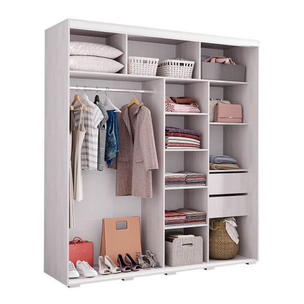 Шкаф-купе "Крафт-6" ШКК-06 (Ясень белый)