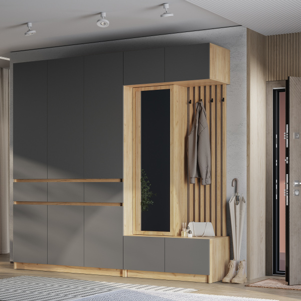 Шкаф 3-х створчатый "Багира" ШК-08 (Крафт/Графит)