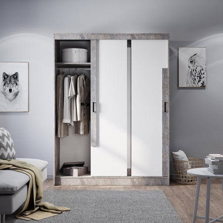 Шкаф-купе "Смарт" ШКК-06 (Цемент светлый/белый)