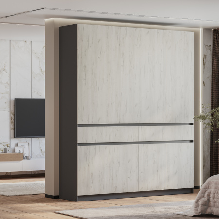 Шкаф 4-х створчатый "Багира" ШК-13 (Графит/Крафт белый)