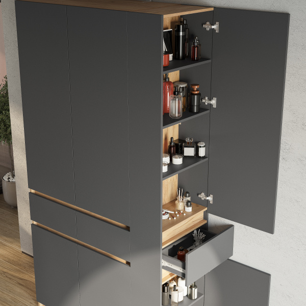 Шкаф стеллаж "Багира" ШК-16 (Крафт/Графит)