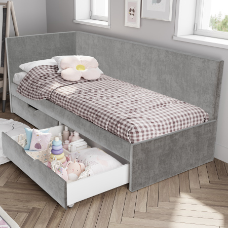 Кровать односпальная "Лео" КР-49 (Белый/Хром/ЛДСП настил)