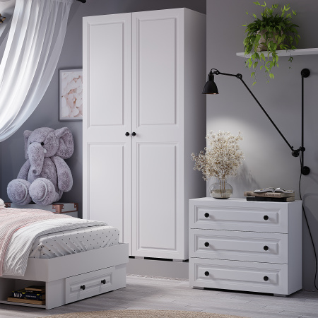 Шкаф 2-х створчатый "Софт" ШК-02 (Белый/Эмаль белая (F26))