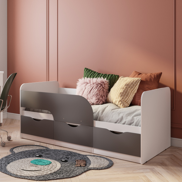 Кровать 0,9 м "Стандарт" КР-22 NEW (Белый/F02)