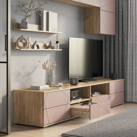 Гостиная "Камелия" ГС-01 (Крафт/шарли пинк (MF13)