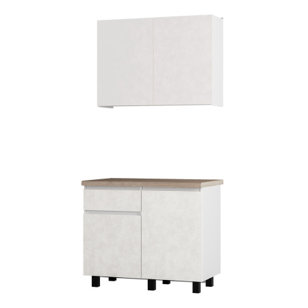 Кухня "Тренд" 1,0 м (МБ) (МДФ) (Белый/белый алебастр золото (М12)/Дуб кера)