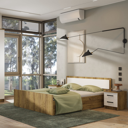 Кровать 0,9 м "Евро" LIGHT КР-02 (крафт/белый)