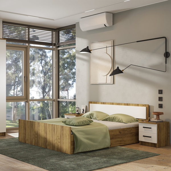 Кровать 0,9 м "Евро" LIGHT КР-02 (крафт/белый)