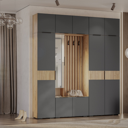 Шкаф 2-х створчатый "Сандра" ШК-04 (Крафт/Графит/Тортуга (M27))