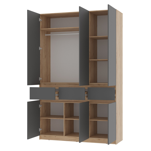 Шкаф 3-х створчатый "Багира" ШК-08 (Крафт/Графит)