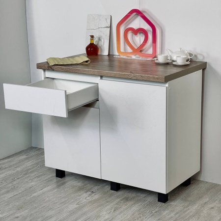 Кухня "Тренд" 1,0 м (МБ) (МДФ) (Белый/белый алебастр золото (М12)/Дуб кера)