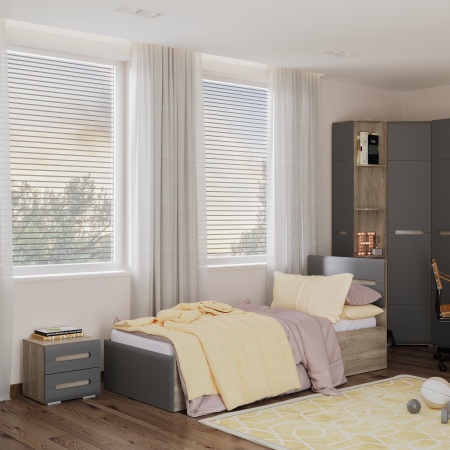 "Наоми" Кровать 0,9 КР-12 (дуб каньон/графит)