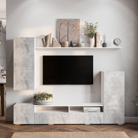 Гостиная "Диаманд"  (белый/цемент светлый)