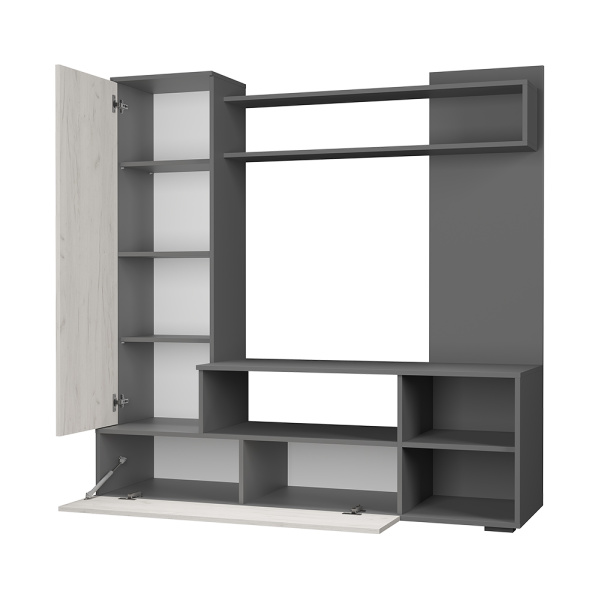 Гостиная "Евро 2" (Графит/Дуб крафт белый)